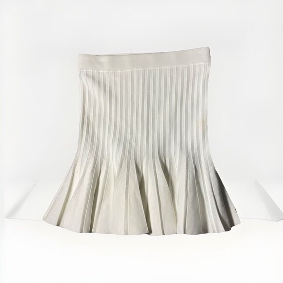 Zara Pleated Bell Skirt‎ Womens Large White 56% Nylon - Picture 2 of 6